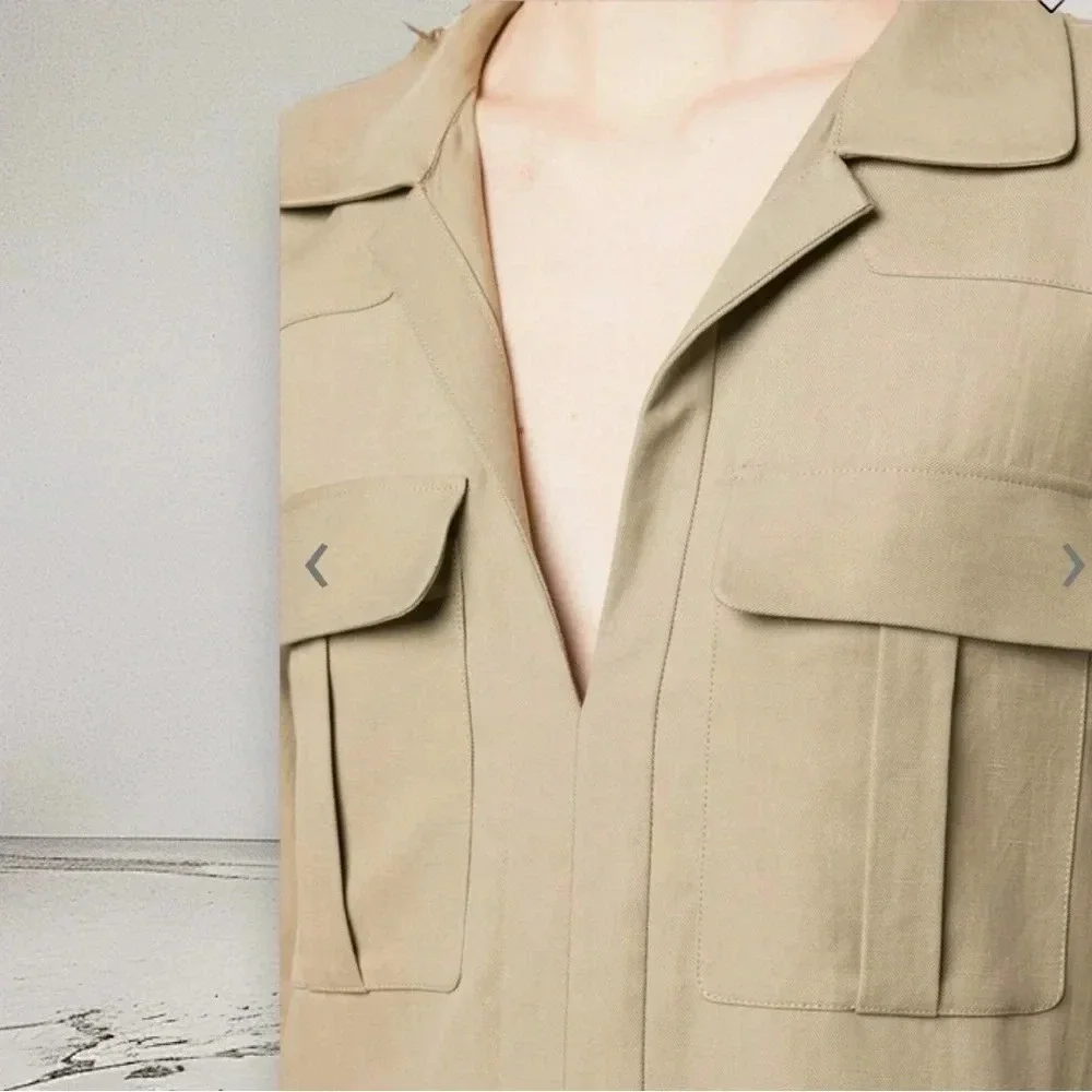 NEW PARTOW Adler Khaki Flap Pocket Trench Dress